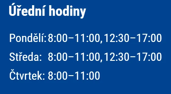 Úřední hodiny registru vozidel Čáslav — náhled z oficiálního webu