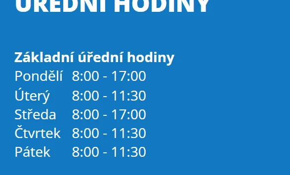 Úřední hodiny registru vozidel Česká Lípa — náhled z oficiálního webu