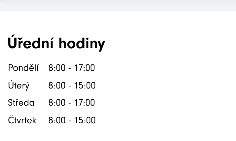 Úřední hodiny registru vozidel Chomutov — náhled z oficiálního webu
