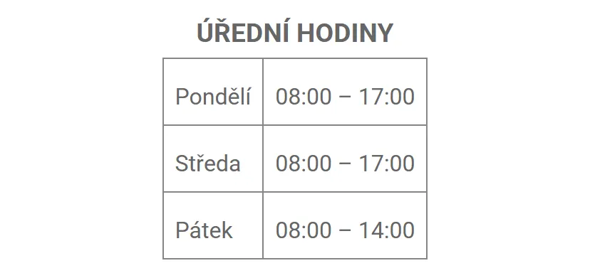 Úřední hodiny registru vozidel Jihlava — náhled z oficiálního webu