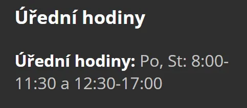Úřední hodiny registru vozidel Kadaň — náhled z oficiálního webu