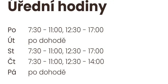 Úřední hodiny registru vozidel Králíky — náhled z oficiálního webu