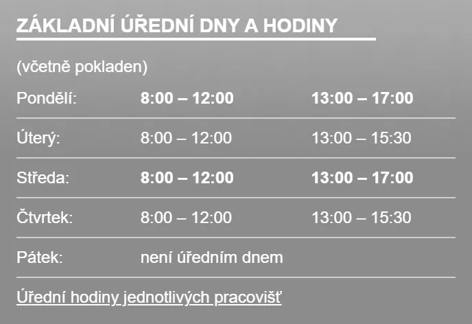Úřední hodiny registru vozidel Olomouc — náhled z oficiálního webu