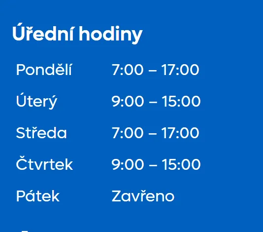 Úřední hodiny registru vozidel Roudnice nad Labem — náhled z oficiálního webu