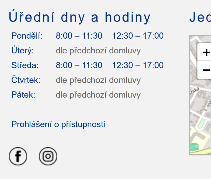 Úřední hodiny registru vozidel Rýmařov — náhled z oficiálního webu